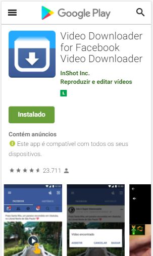 Baixar app Vídeo Downloader for Facebook da Play Store