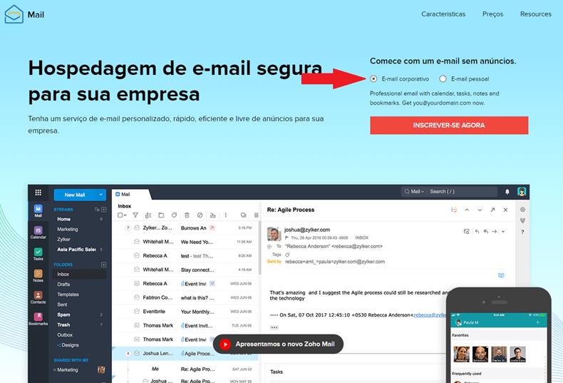 Criando conta na Zoho.com